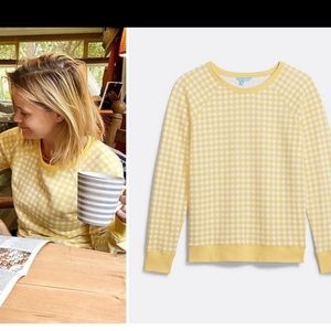Draper James Natalie Sweatshirt in Gingham Yellow XS Summer Beach